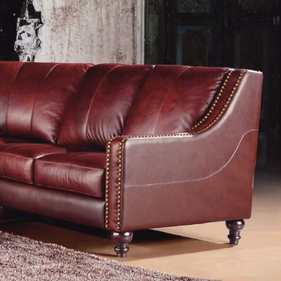 Werbeveranstaltung Funktionelle Wohnmöbel, LED-Sofamöbel aus echtem Leder in L-Form mit Couchtisch