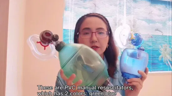 PVC-Handbeatmungsgerät, PVC-Ambu-Beutel, Fabrik, PVC-Handbeatmungsgerät für Erwachsene, Kinder, Kleinkinder, Grün mit CE, FDA
